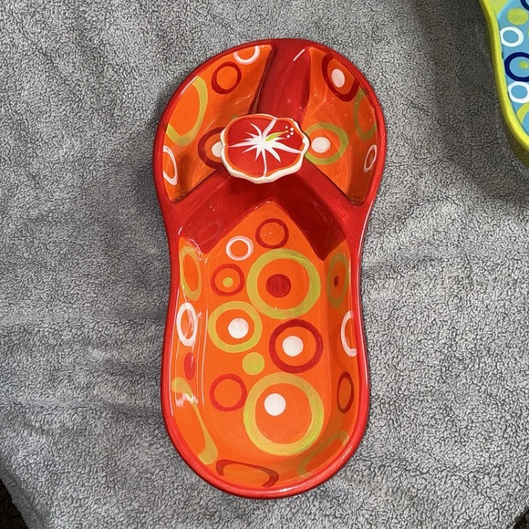 Set Of 2 Denniseast International Flip Flop design Chip and dip serving dish 15" - Picture 6 of 7